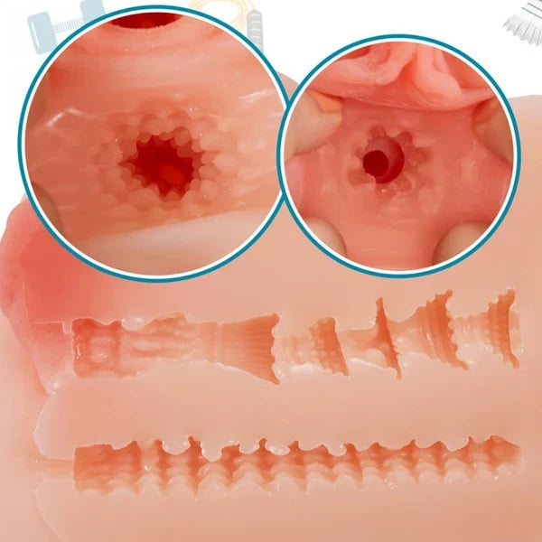 🔥20% OFF｜7.48" Dual-Channel Realistic Male Stroker ✨ 2 Openings for Multi-Angle Use, Safe Soft Material, Easy Clean（Gift of Expensive Essential Oils）