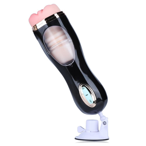 WANLE Vibrating Thrusting Suction Cup Pussy Male Masturbator