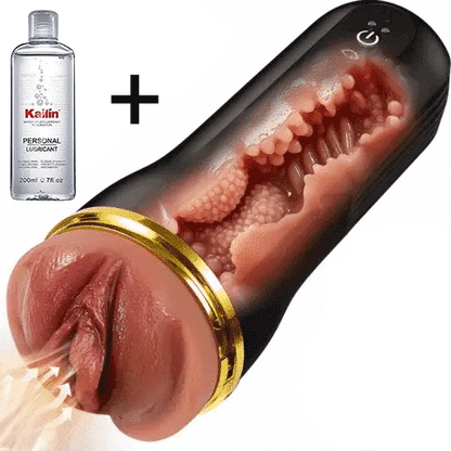 Powerful Suction & Vibrating Male Stroker with Lifelike Vaginal & Deep Throat Sleeves