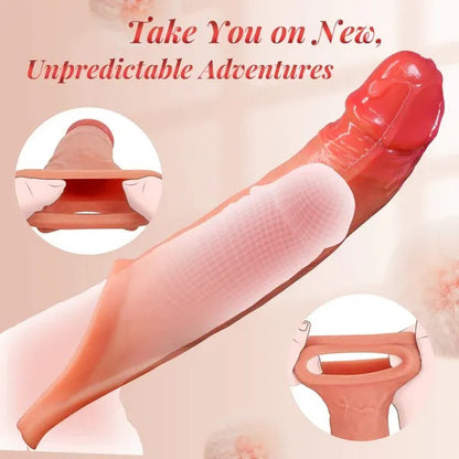 Buyging™ APP Controlled 9 Vibrating Penis Extender Sleeve With Cock Ring