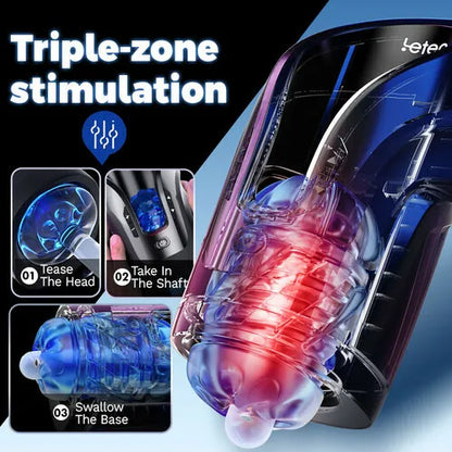 Superbuyg™ LETEN Cannon King Mini 3D Fleshy Telescopic Vibrating Automatic Masturbator [free of tax]