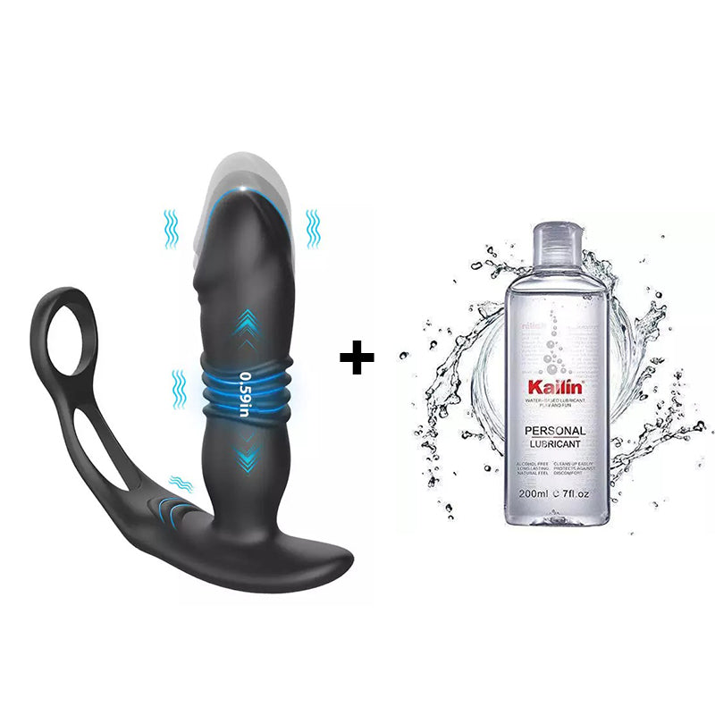 12 Vibrating 3 Thrusting  Dual Cock Rings Prostate Massager