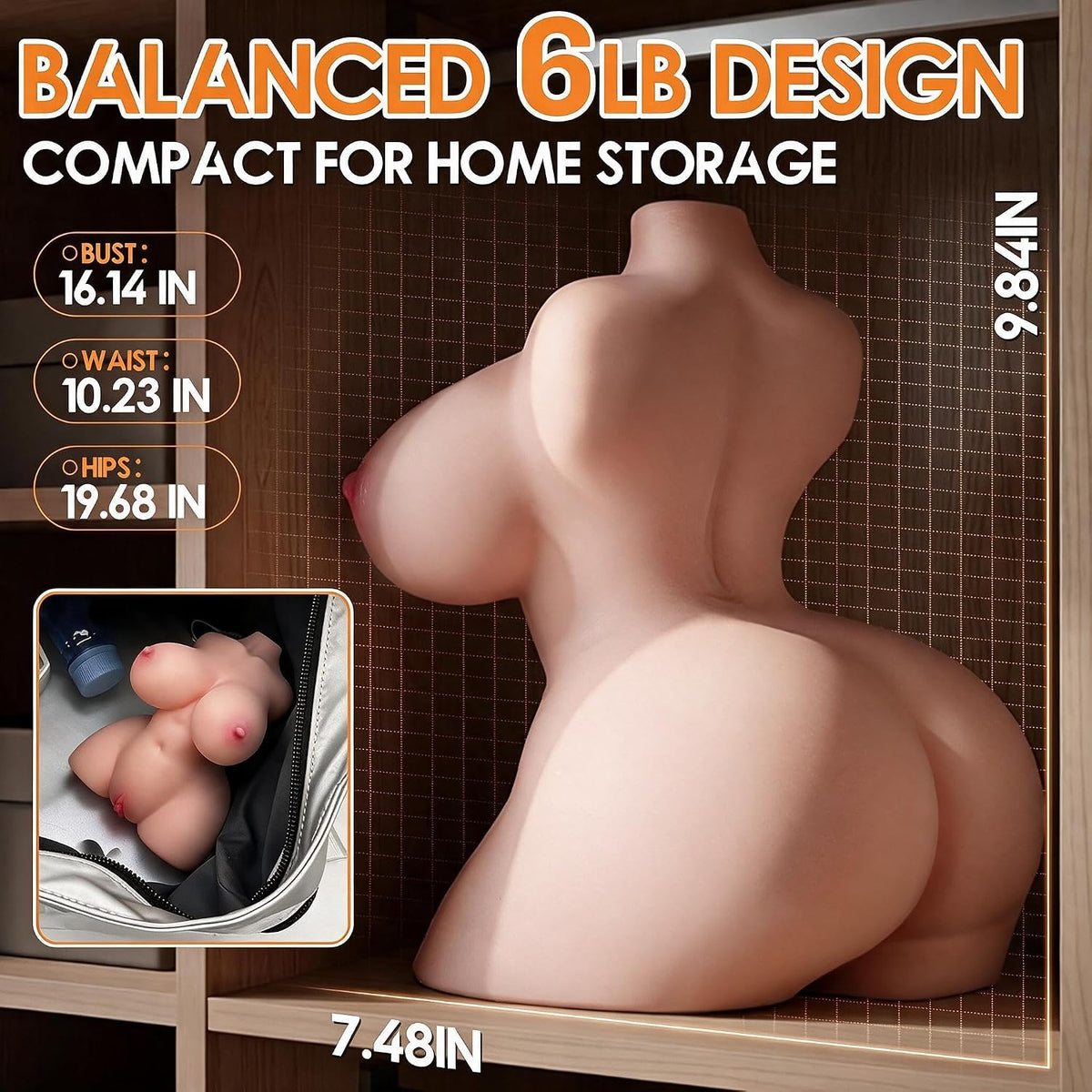 Sex doll torso, breasts, and buttocks feature bouncing and swaying effects; realistic, voluptuous, firm, and full built-in vagina and anus; sex doll with a built-in skeleton1