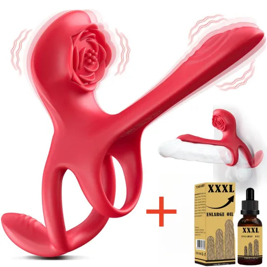 🎁2026 Epic Vibrating Couple Penis Sleeve💥- 😍5-in-1 Rose Love💖
