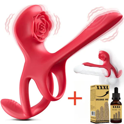 🎁2026 Epic Vibrating Couple Penis Sleeve💥- 😍5-in-1 Rose Love💖