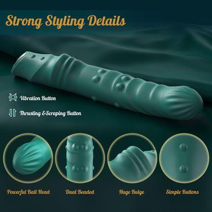 3 IN 1 Telescopic G-Spot Vibrator with Beads Ring and Clit Stimulator